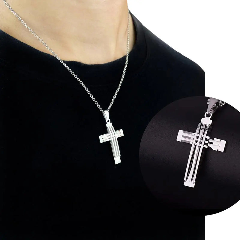 Colar de Crucifixo de Aço Inoxidável - Masculino