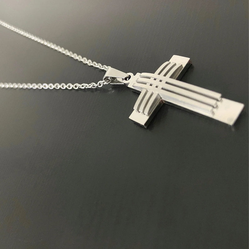 Colar de Crucifixo de Aço Inoxidável - Masculino