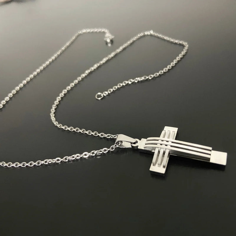 Colar de Crucifixo de Aço Inoxidável - Masculino