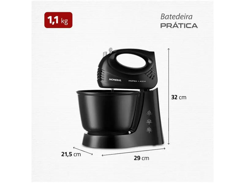 Batedeira Mondial Practice Preto 400W B-44-B - 110V