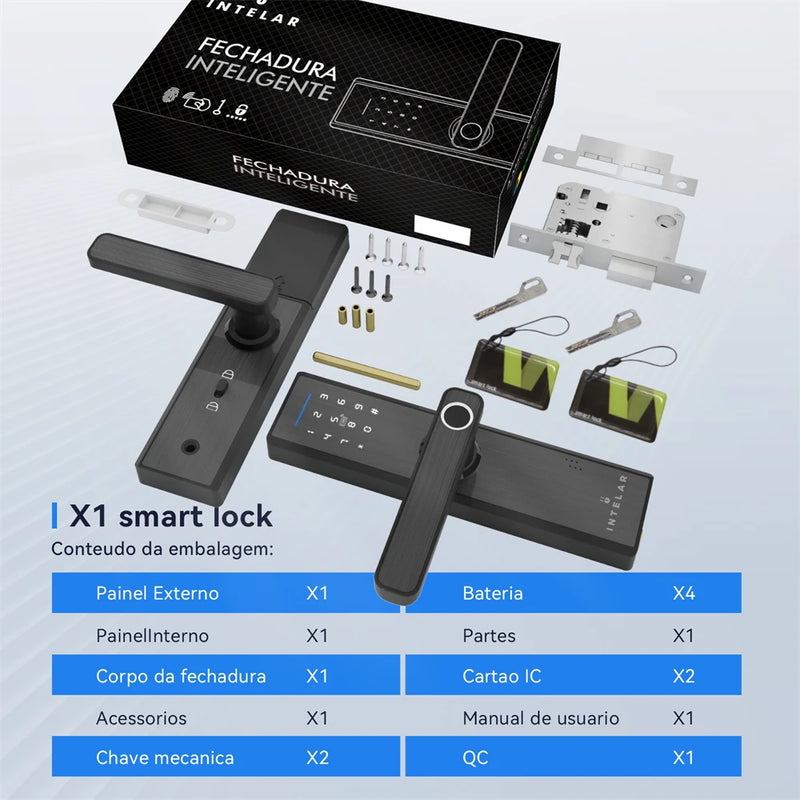 Fechadura Eletrônica Inteligente Intelar® X1 Tuya WI-FI