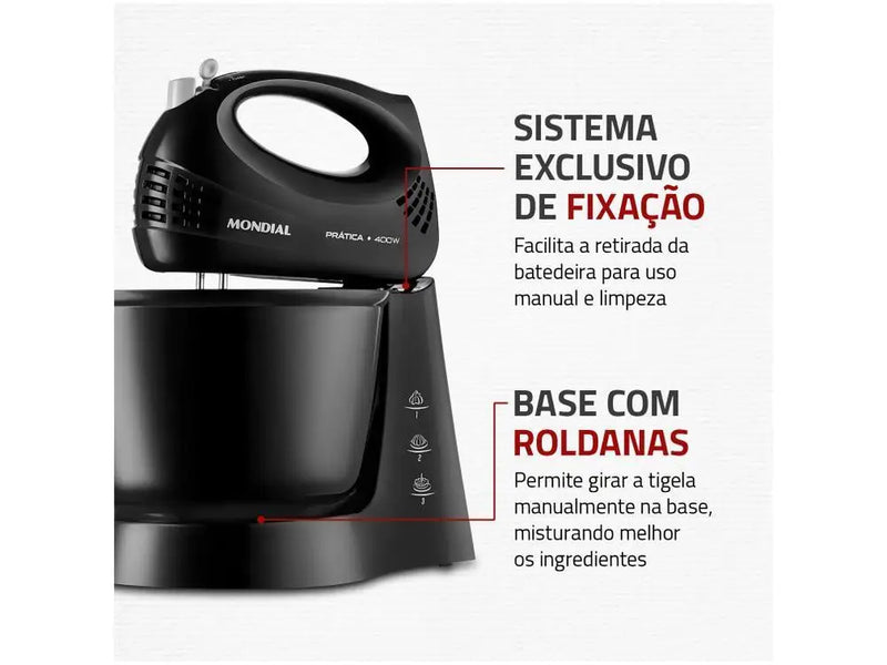 Batedeira Mondial Practice Preto 400W B-44-B - 110V